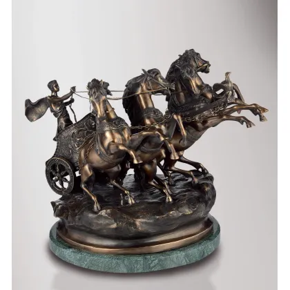 Picture Bronze sculpture of a rider in a 4-horse chariot - Fonderia Artistica Ruocco
