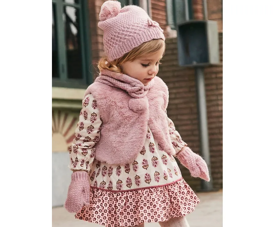 obrazek 1 Mayoral Komplet czapka, komin i rękawiczki 10769 Różowy