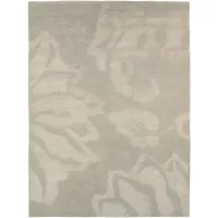 Picture Grey carpet made of Himalayan wool and silk with a flower motif