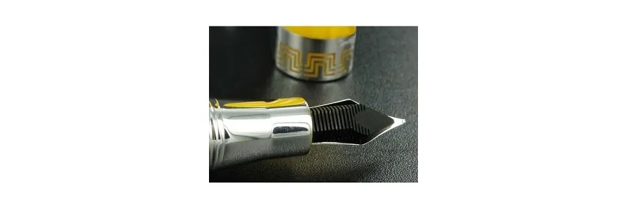 picture 4 Miya Fountain Pen - Silver/Yellow Celluloid - Montegrappa