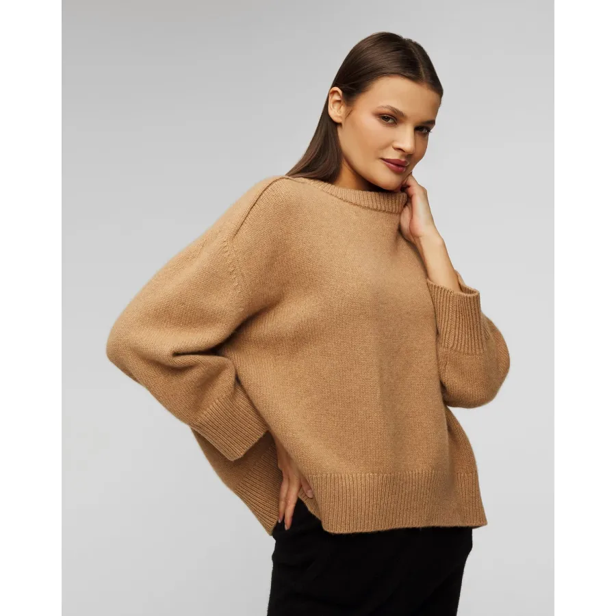 obrazek 1 Brązowy Sweter Kaszmirowy Damski Kujten Diane