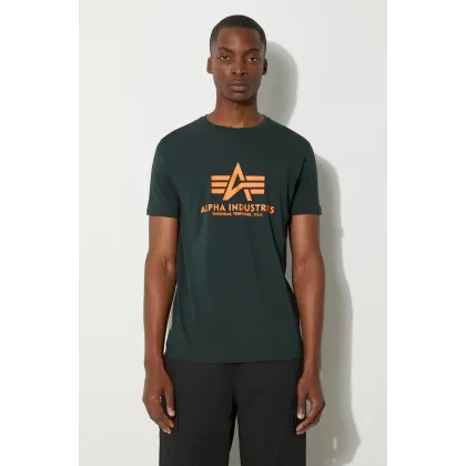 Zdjęcie Alpha Industries t-shirt bawełniany kolor zielony z nadrukiem 100501.353-DarkPetrol