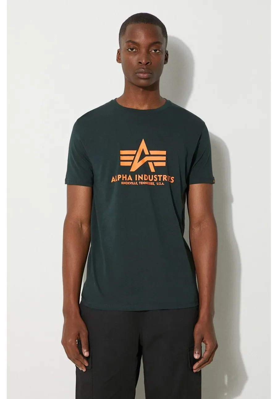 obrazek 1 Alpha Industries t-shirt bawełniany kolor zielony z nadrukiem 100501.353-DarkPetrol