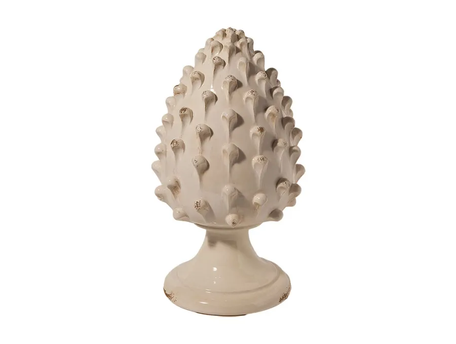 obrazek 1 Mała ceramiczna beżowa szyszka sosny 33 cm - Virginia Casa