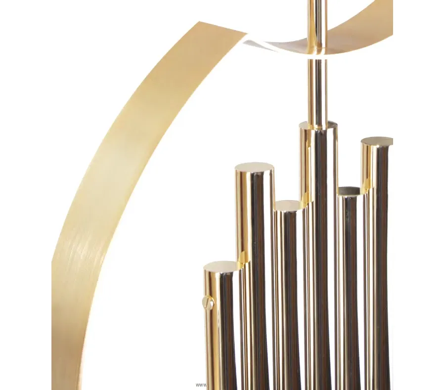 obrazek 3 Elegancka lampka nocna Gold Tupelo z jedwabnym cylindrycznym abażurem