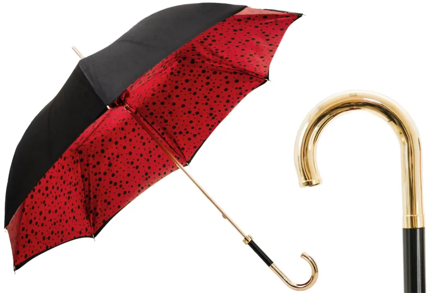 obrazek 1 Klasyczny parasol damski w kolorze czarno-czerwonym – Pasotti