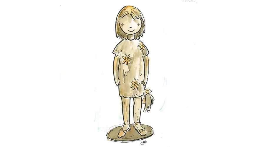 obrazek 2 Ekskluzywna figurka z brązu przedstawiająca dziewczynkę z misiem - wyjątkowy upominek dla bliskiej osoby