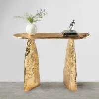Zdjęcie Elegancki mosiężny stolik konsolowy do wnętrz domowych