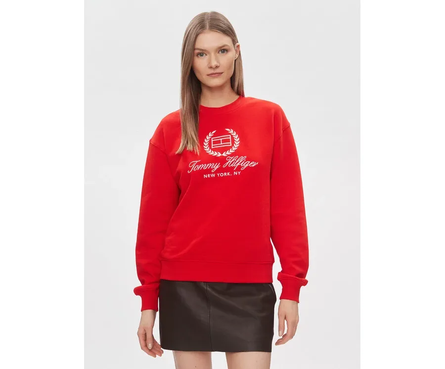 obrazek 1 Tommy Hilfiger Bluza Flag Script WW0WW41758 Czerwony Regular Fit