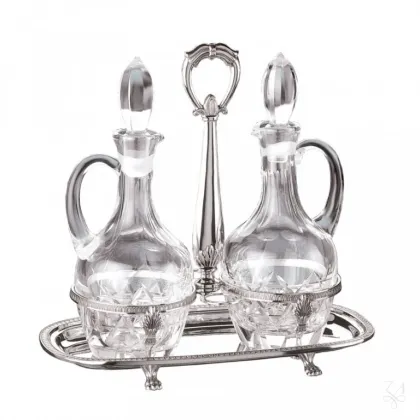 Zdjęcie Stylowy zestaw do oliwy z buteleczkami z kryształu – Zaramella Argenti