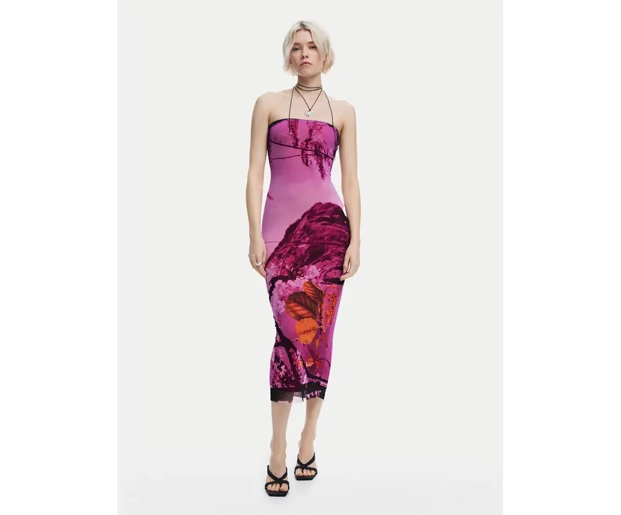 obrazek 1 Desigual Sukienka letnia Lakecomo 25SWVK39 Różowy Slim Fit