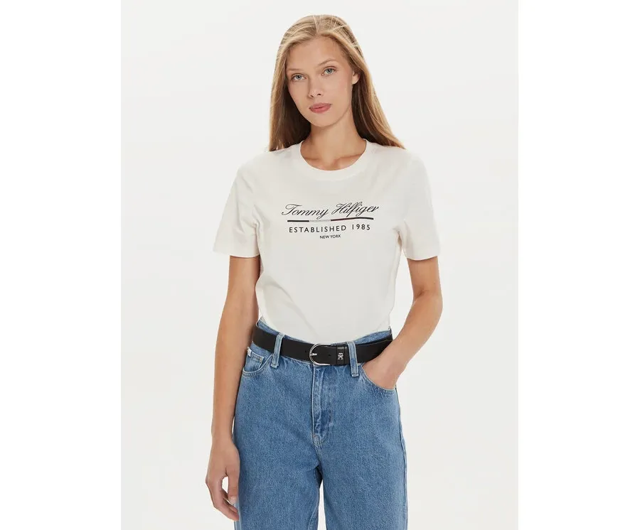 obrazek 1 Tommy Hilfiger T-Shirt Script Graphic WW0WW43502 Écru Regular Fit