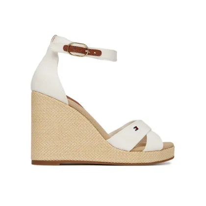 Zdjęcie Tommy Hilfiger Sandały Flag High Wedge Espad Crisscross FW0FW08661 Écru