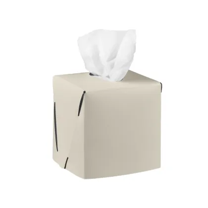 Zdjęcie Eleganckie pudełko na chusteczki 12x12xH12 cm w kolorze waniliowym