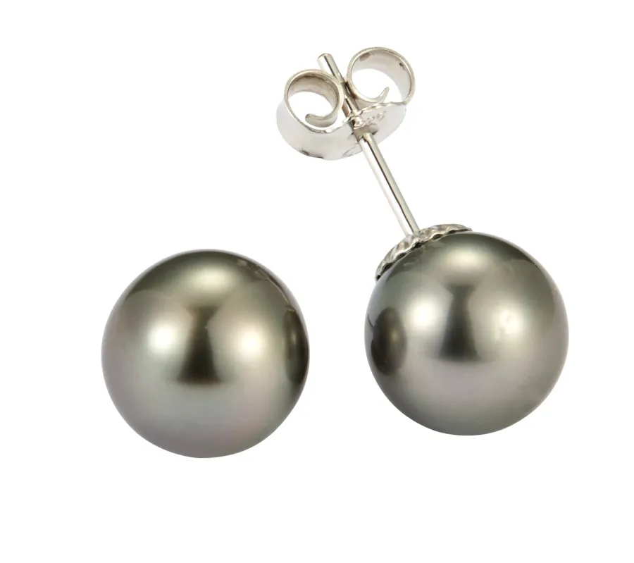 obrazek 1 Subtelne w formie kolczyki z czarnymi perłami Tahiti wykonane z rodowanego srebra