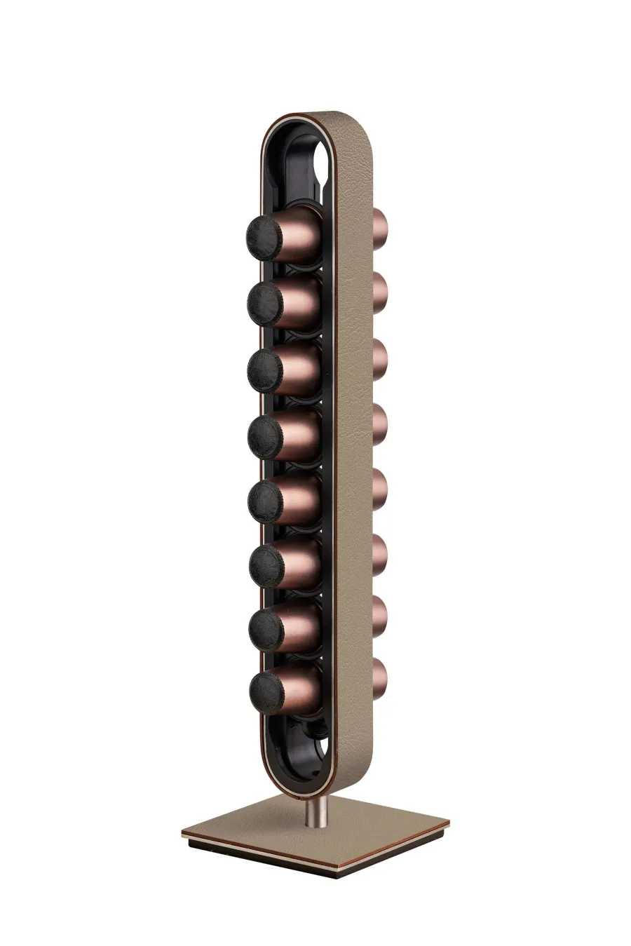 obrazek 2 Unikalny uchwyt na kapsułki z kawą do kuchni lub biura ze skóry w kolorze cappuccino