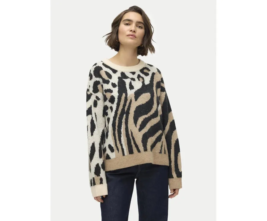 obrazek 1 Vero Moda Sweter Kai 10310645 Beżowy Regular Fit
