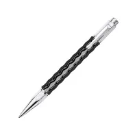 Picture Ceramic Black Ballpoint Pen, silver-plated, rhodium-plated