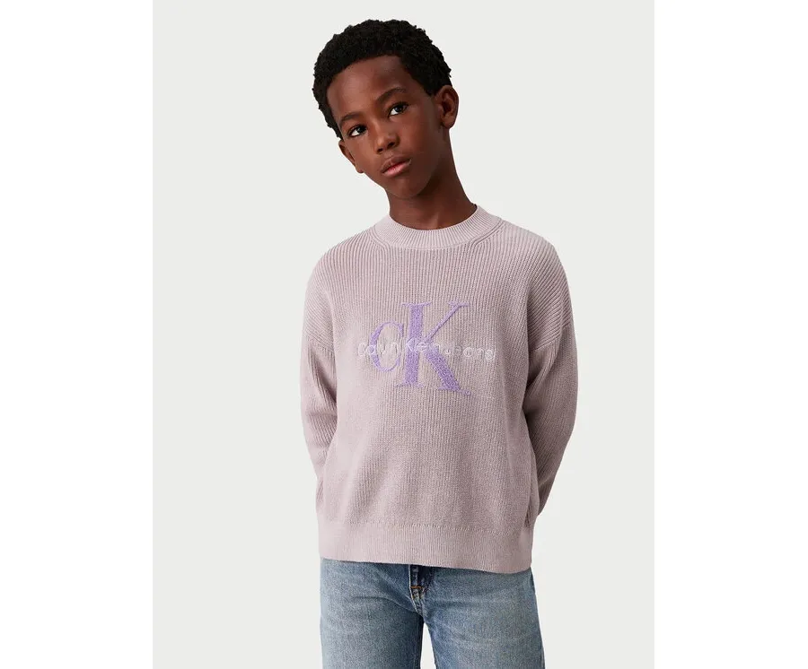 obrazek 1 Calvin Klein Jeans Sweter Towelling Ck IB0IB02219 Szary Regular Fit