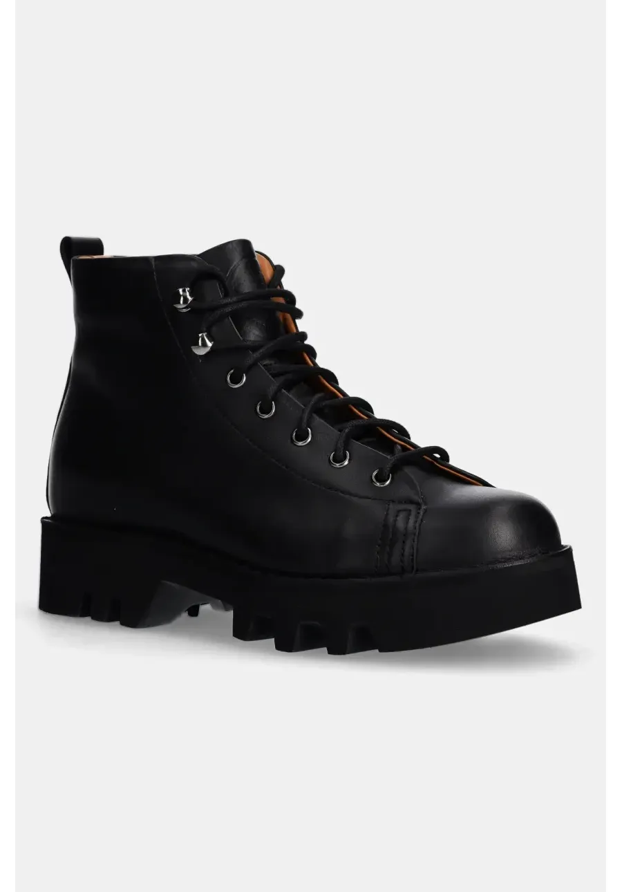 obrazek 1 Fracap botki skórzane Monkey damskie kolor czarny na płaskim obcasie MONKEY.R300.BLK