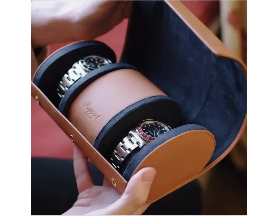 obrazek 2 Oryginalne etui skórzane w kształcie rolki na trzy zegarki