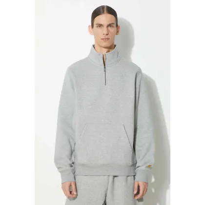 Zdjęcie Carhartt WIP bluza Chase Neck Zip Sweat męska kolor szary melanżowa I033665.00MXX
