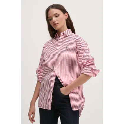 Zdjęcie Polo Ralph Lauren koszula bawełniana damska kolor biały relaxed z kołnierzykiem klasycznym