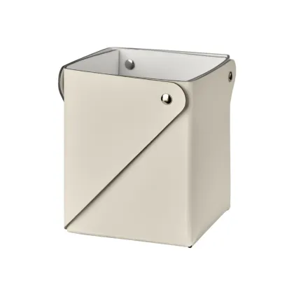 Zdjęcie Luksusowe pudełko Miu 7x7xH8 cm ze skóry w kolorze waniliowym