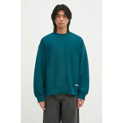 Zdjęcie Carhartt WIP bluza bawełniana Label Script Sweat męska kolor turkusowy gładka I034429.2M1XX