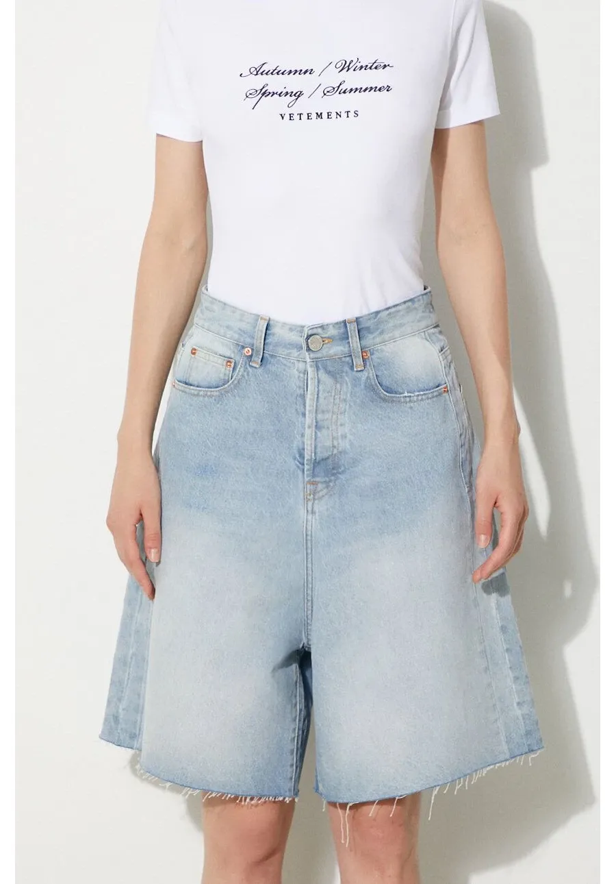 obrazek 1 VETEMENTS szorty jeansowe Denim Shorts damskie kolor niebieski gładkie high waist UE64SS200N
