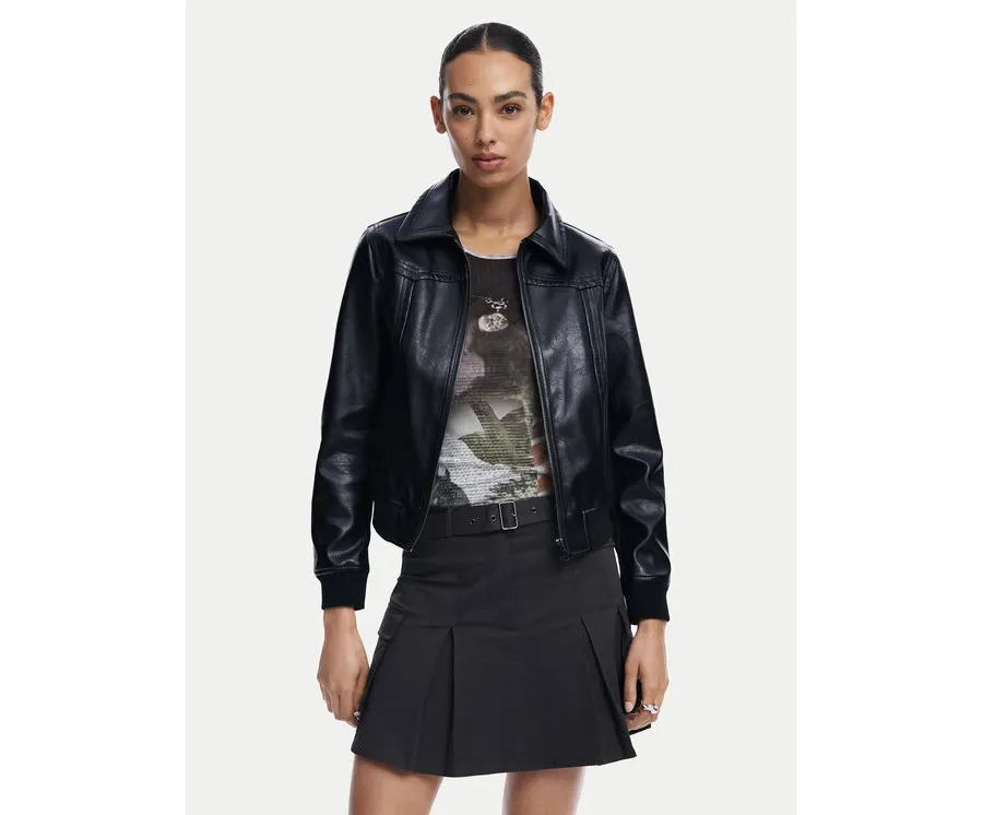 obrazek 1 Desigual Kurtka z imitacji skóry Helsinki 24WWEW35 Czarny Regular Fit