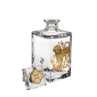 Picture Luxurious Golden crystal whiskey decanter with a gold dog motif - Vista Alegre