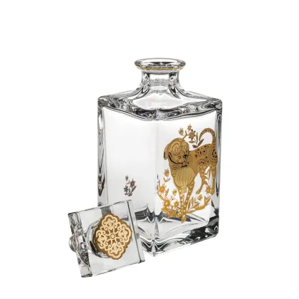 Zdjęcie Luksusowa karafka do whisky z kryształu Golden ze złotym motywem psa - Vista Alegre