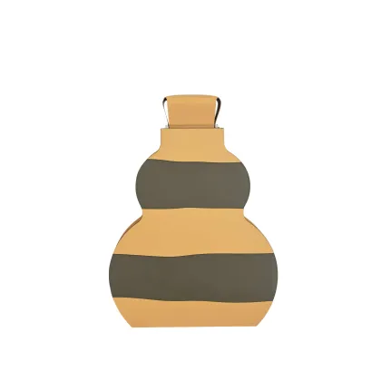 Zdjęcie Wazon Otto 9x33xH45 cm ze skóry w poziome pasy w kolorze oliwkowym i musztardowym