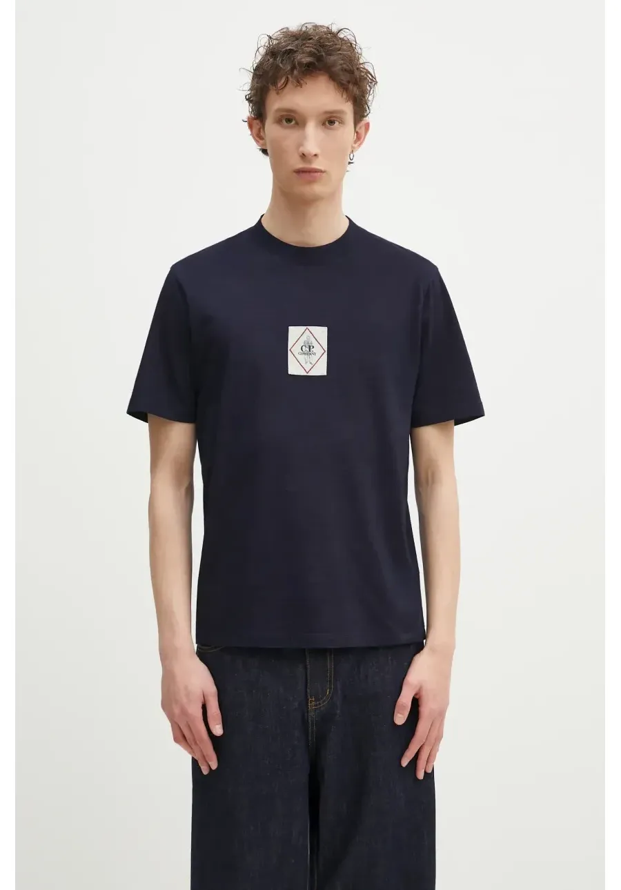 obrazek 1 C.P. Company t-shirt bawełniany męski kolor granatowy z aplikacją 18CMTS187A110056W