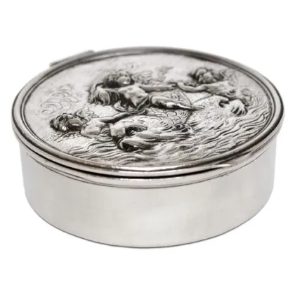 Picture A box decorated with cherubs and dolphins