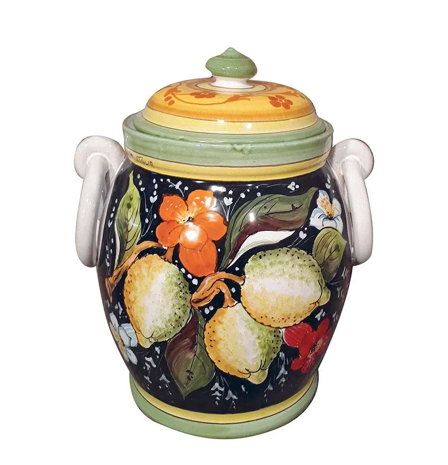 obrazek 1 Włoska ceramiczna waza zdobiona motywem owoców i kwiatów