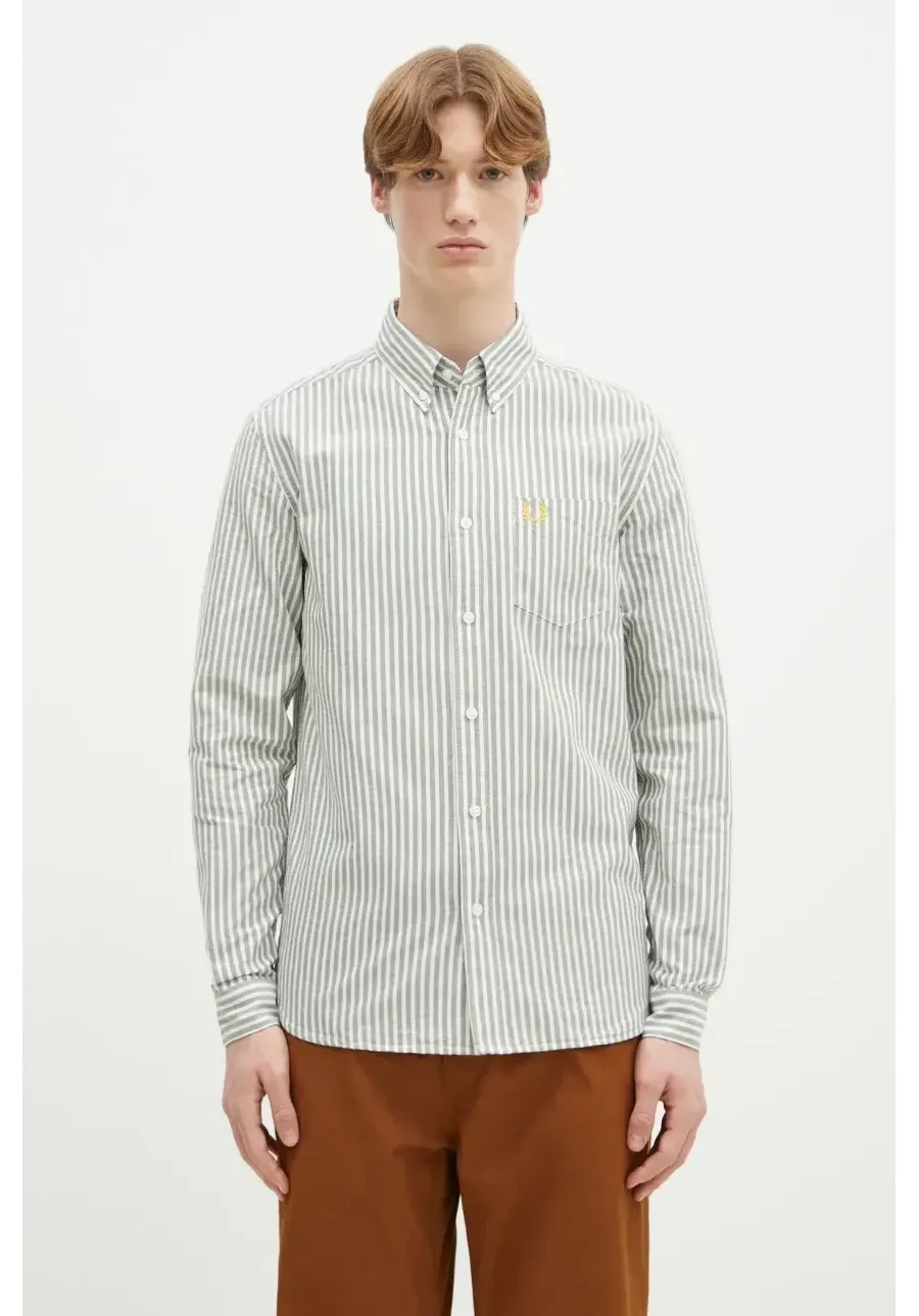 obrazek 1 Fred Perry koszula bawełniana męska kolor zielony regular z kołnierzykiem button-down M6574.X89