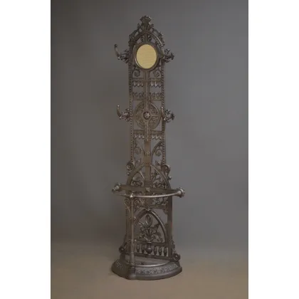 Zdjęcie Naprawdę doskonały i bardzo dekoracyjny, wiktoriański stojak żeliwny, z oryginalnym lustrem