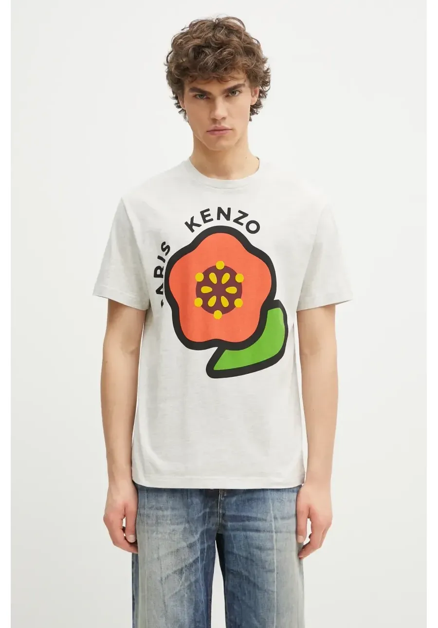 obrazek 1 Kenzo t-shirt bawełniany męski kolor szary z nadrukiem FF55TS5304SG.93