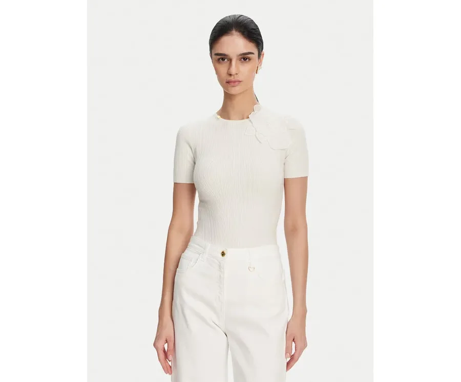 obrazek 1 Elisabetta Franchi Sweter MK-55B-51E2 Biały Slim Fit