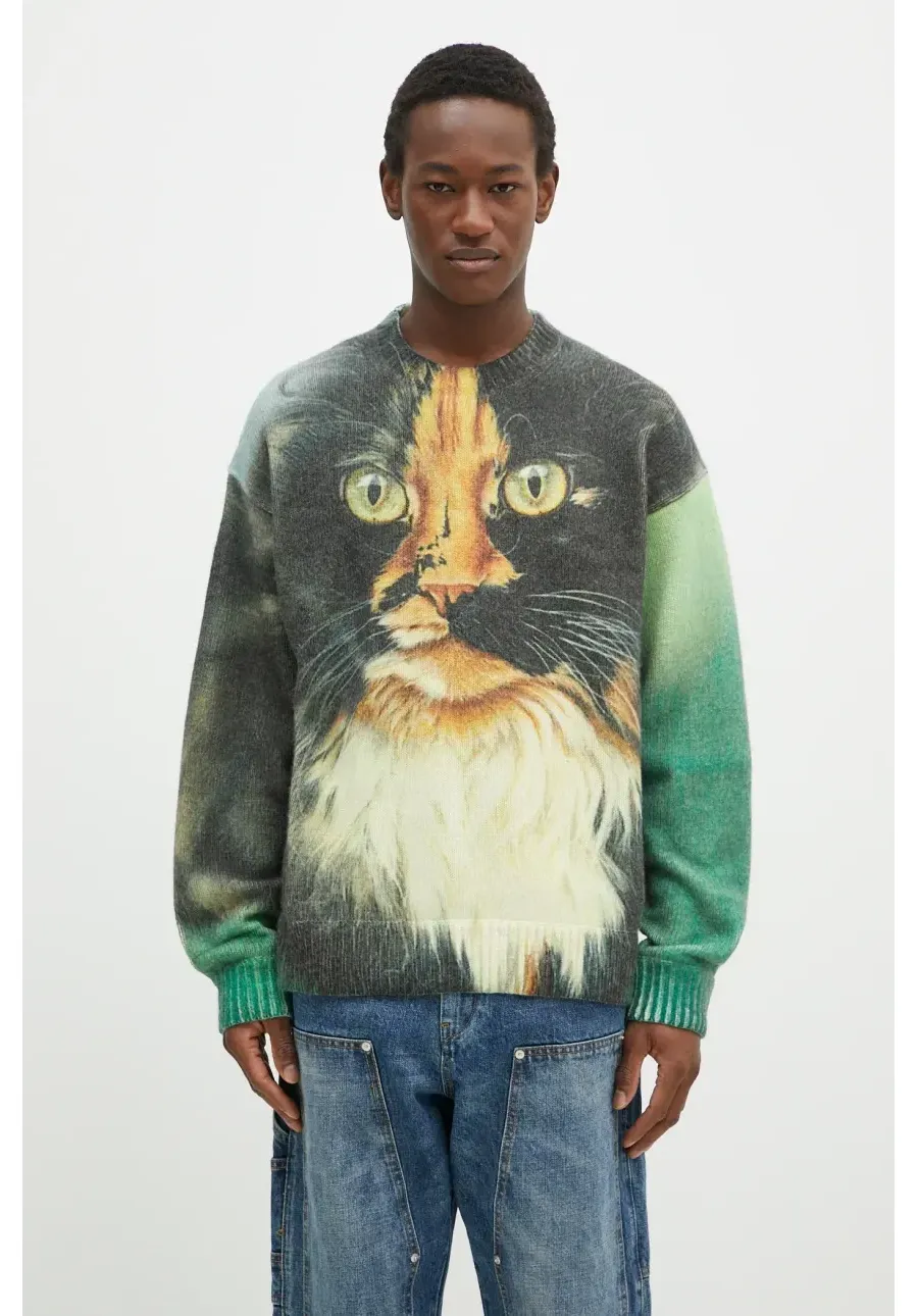 obrazek 1 JW Anderson sweter wełniany Printed Jumper kolor zielony  KW1294.YN0373.540