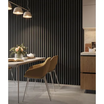 Zdjęcie 275x30x4,6 cm LD (5 lameli grafit) panel akustyczny na płycie MDF 6 mm - dekoracja ścienna 3D