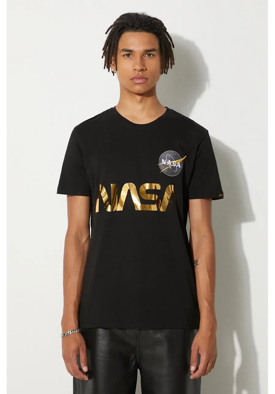 obrazek 1 Alpha Industries t-shirt bawełniany NASA Reflective T kolor czarny z nadrukiem 178501.365