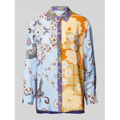 Zdjęcie Bluzka koszulowa o kroju regular fit z czystego jedwabiu model ‘ALCAZAR’