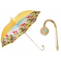 Picture Exclusive yellow women's umbrella decorated with a floral motif - Pasotti