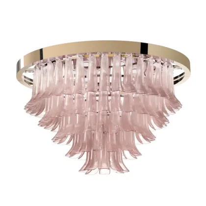 Zdjęcie Wyjątkowy żyrandol z zawieszkami ze szkła Murano w kolorze przezroczystym i różowym – Il Paralume Marina