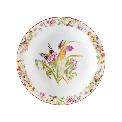 Zdjęcie Głęboki okrągły talerz z porcelany Paço Real z przedstawieniem rośliny - Vista Alegre