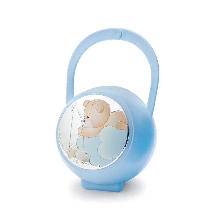 obrazek 1 Niebieski uchwyt na smoczek „Niedźwiedź rybak”