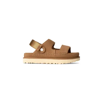 Zdjęcie UGG klapki zamszowe Goldenstar Glide damskie kolor brązowy na platformie 1167399-CHE